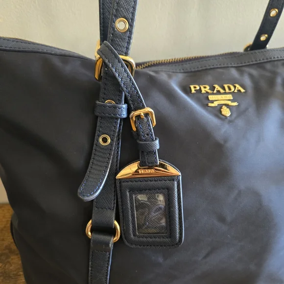 Prada Navy Blue Nylon Tote Bag with Gold Hardware - Picture 11 of 11